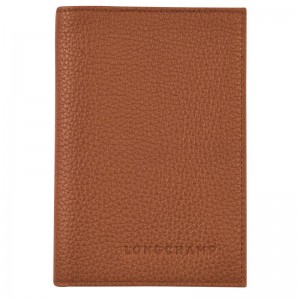 Accesorios long champ Le FoulonnÉ Passport cover Leather Mujer Caramel | COGS8179