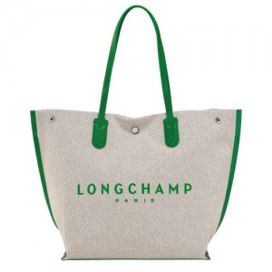 Bolsa De Hombro long champ Essential L Tote Canvas Mujer Verde | COJP7576