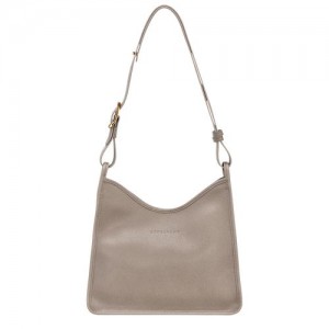 Bolsa De Hombro long champ Le FoulonnÉ M Hobo Leather Mujer Turtledove | COFD7579