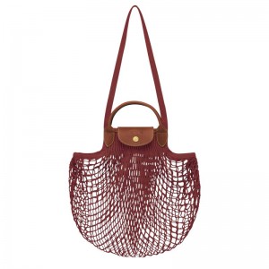 Bolsa De Hombro long champ Le Pliage Filet L Mesh Canvas Mujer Mahogany | CONW7513