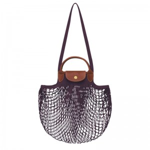 Bolsa De Hombro long champ Le Pliage Filet L Mesh Canvas Mujer Eggplant | COMQ7514