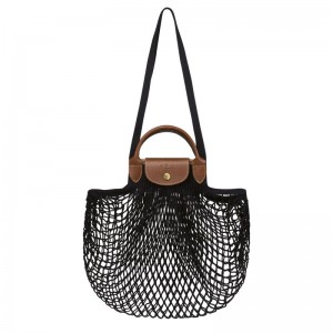 Bolsa De Hombro long champ Le Pliage Filet L Mesh Canvas Mujer Negras | CONW7516