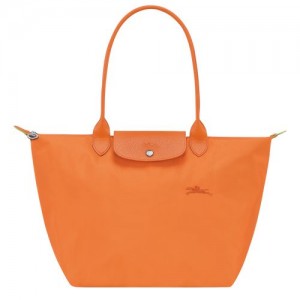 Bolsa De Hombro long champ Le Pliage Green L Tote Recycled canvas Mujer Naranjas | COQM7592