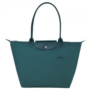 Bolsa De Hombro long champ Le Pliage Green L Tote Recycled canvas Mujer Verde Menta | COQM7593