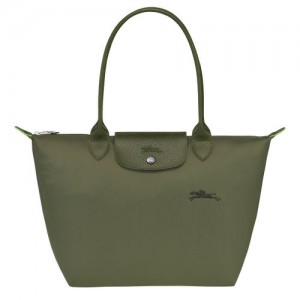 Bolsa De Hombro long champ Le Pliage Green M Tote Recycled canvas Mujer Forest | COMQ7618