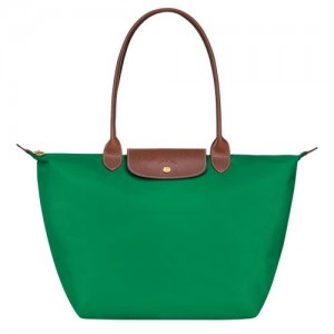 Bolsa De Hombro long champ Le Pliage Original L Tote Recycled canvas Mujer Verde | CODF7605