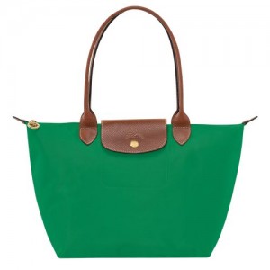 Bolsa De Hombro long champ Le Pliage Original M Tote Recycled canvas Mujer Verde | COXY7613