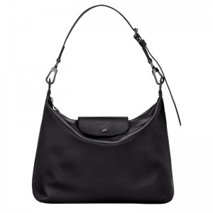 Bolsa De Hombro long champ Le Pliage Xtra M Hobo Leather Mujer Negras | COKO7523