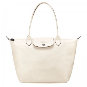 Bolsa De Hombro long champ Le Pliage Xtra M Tote Leather Mujer Ecru | CONW7565