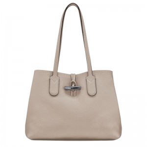 Bolsa De Hombro long champ Le Roseau Essential M Tote Leather Mujer Clay | COWN7542