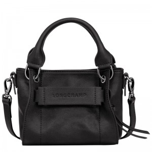 Bolsa de Mano long champ 3D XS Leather Mujer Negras | COWN7279