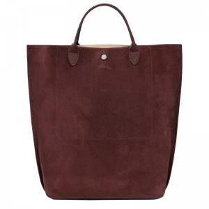 Bolsa de Mano long champ Cabas M Tote Leather Mujer Burdeos | COGS7214