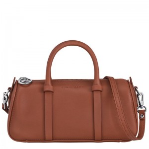 Bolsa de Mano long champ Daylong S Leather Mujer Cognac | COIL7273