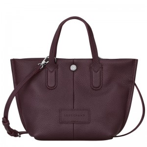 Bolsa de Mano long champ Essential XS Leather Mujer Eggplant | CONW7256