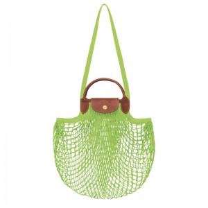 Bolsa de Mano long champ Le Pliage Filet L Mesh Canvas Mujer Verde Verde Menta | COMQ7203