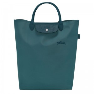 Bolsa de Mano long champ Le Pliage Green M Tote Canvas Mujer Verde Menta | CODF7164