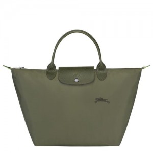 Bolsa de Mano long champ Le Pliage Green M Recycled canvas Mujer Forest | COHA7348