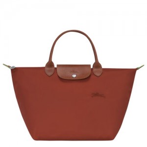 Bolsa de Mano long champ Le Pliage Green M Recycled canvas Mujer Chestnut | COJP7349