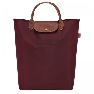 Bolsa de Mano long champ Le Pliage Original M Tote Canvas Mujer Burdeos | COLI7158