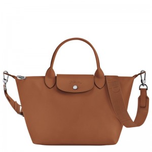 Bolsa de Mano long champ Le Pliage Xtra S Leather Mujer Cognac | CODF7189