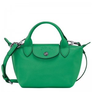 Bolsa de Mano long champ Le Pliage Xtra XS Leather Mujer Verde | COXY7197