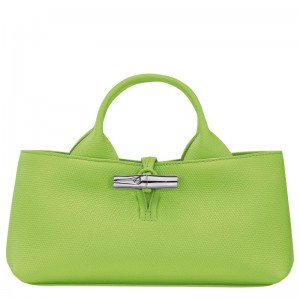 Bolsa de Mano long champ Le Roseau S Leather Mujer Verde Verde Menta | COSG7292