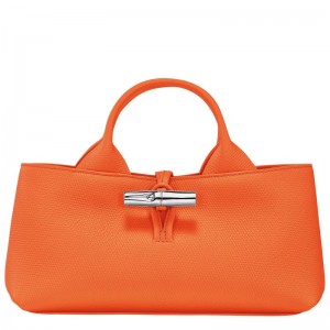 Bolsa de Mano long champ Le Roseau S Leather Mujer Naranjas | COFD7294