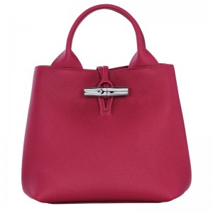 Bolsa de Mano long champ Le Roseau S Leather Mujer Beetroot | CONW7305