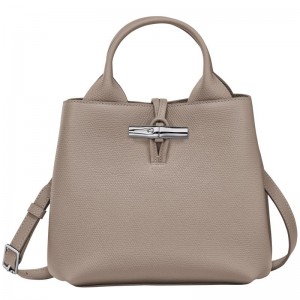 Bolsa de Mano long champ Le Roseau S Leather Mujer Clay | COBE7309