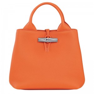 Bolsa de Mano long champ Le Roseau S Leather Mujer Naranjas | COVR7310