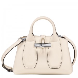 Bolsa de Mano long champ Le Roseau XS Leather Mujer Ecru | COMQ7254