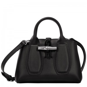 Bolsa de Mano long champ Le Roseau XS Leather Mujer Negras | COMQ7255