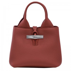 Bolsa de Mano long champ Le Roseau XS Leather Mujer Chestnut | COKO7298