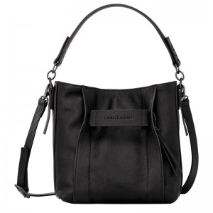 Bolsas Hombro long champ 3D S Leather Mujer Negras | COWN7435