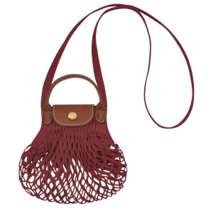 Bolsas Hombro long champ Le Pliage Filet XS Mesh Canvas Mujer Mahogany | COEB7382