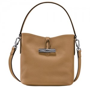 Bolsas Hombro long champ Le Roseau Essential XS Bucket Leather Mujer Fawn | COXY7468