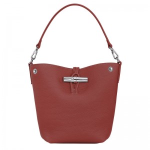 Bolsas Hombro long champ Le Roseau XS Bucket Leather Mujer Chestnut | COIL7444