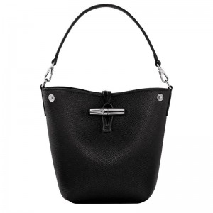 Bolsas Hombro long champ Le Roseau XS Bucket Leather Mujer Negras | COAH7447