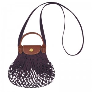 Bolsas Mini long champ Le Pliage Filet XS Mesh Canvas Mujer Eggplant | COKO7090