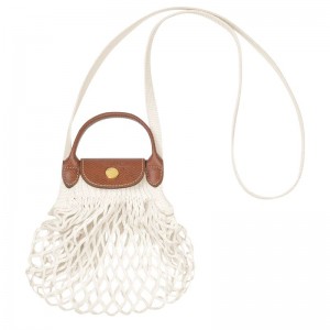 Bolsas Mini long champ Le Pliage Filet XS Mesh Canvas Mujer Ecru | COLI7091