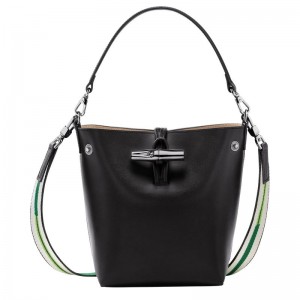 Bolsas Mini long champ Le Roseau XS Bucket Leather Mujer Negras | COSG7009