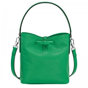 Bolsas Mini long champ Le Roseau XS Bucket Leather Mujer Verde | COUZ7014