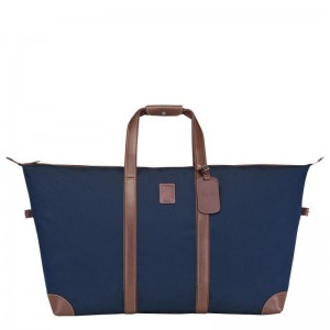 Bolsas de Viaje long champ Boxford L Recycled canvas Mujer Azules | COCT8082