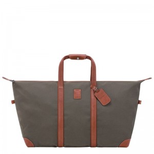 Bolsas de Viaje long champ Boxford L Recycled canvas Mujer Marrones | COVR8083