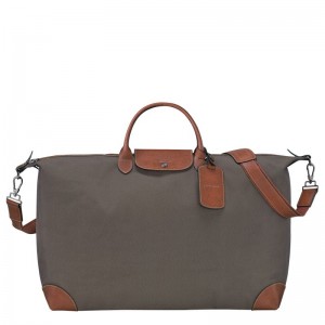 Bolsas de Viaje long champ Boxford M Recycled canvas Hombre Marrones | COHA9168