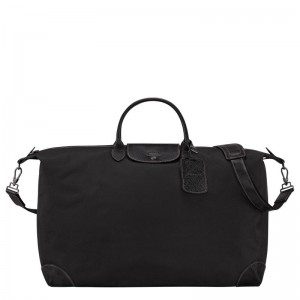 Bolsas de Viaje long champ Boxford M Recycled canvas Hombre Negras | COJP9169