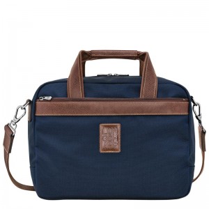 Bolsas de Viaje long champ Boxford S Recycled canvas Hombre Azules | COSG9164