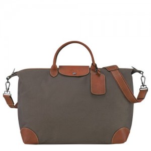 Bolsas de Viaje long champ Boxford S Recycled canvas Hombre Marrones | COZU9185