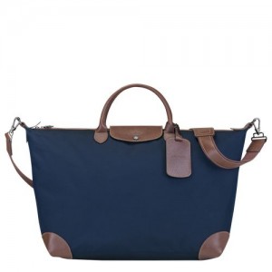 Bolsas de Viaje long champ Boxford S Recycled canvas Hombre Azules | COBE9228