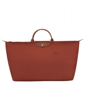 Bolsas de Viaje long champ Le Pliage Green M Recycled canvas Mujer Chestnut | COGS8127